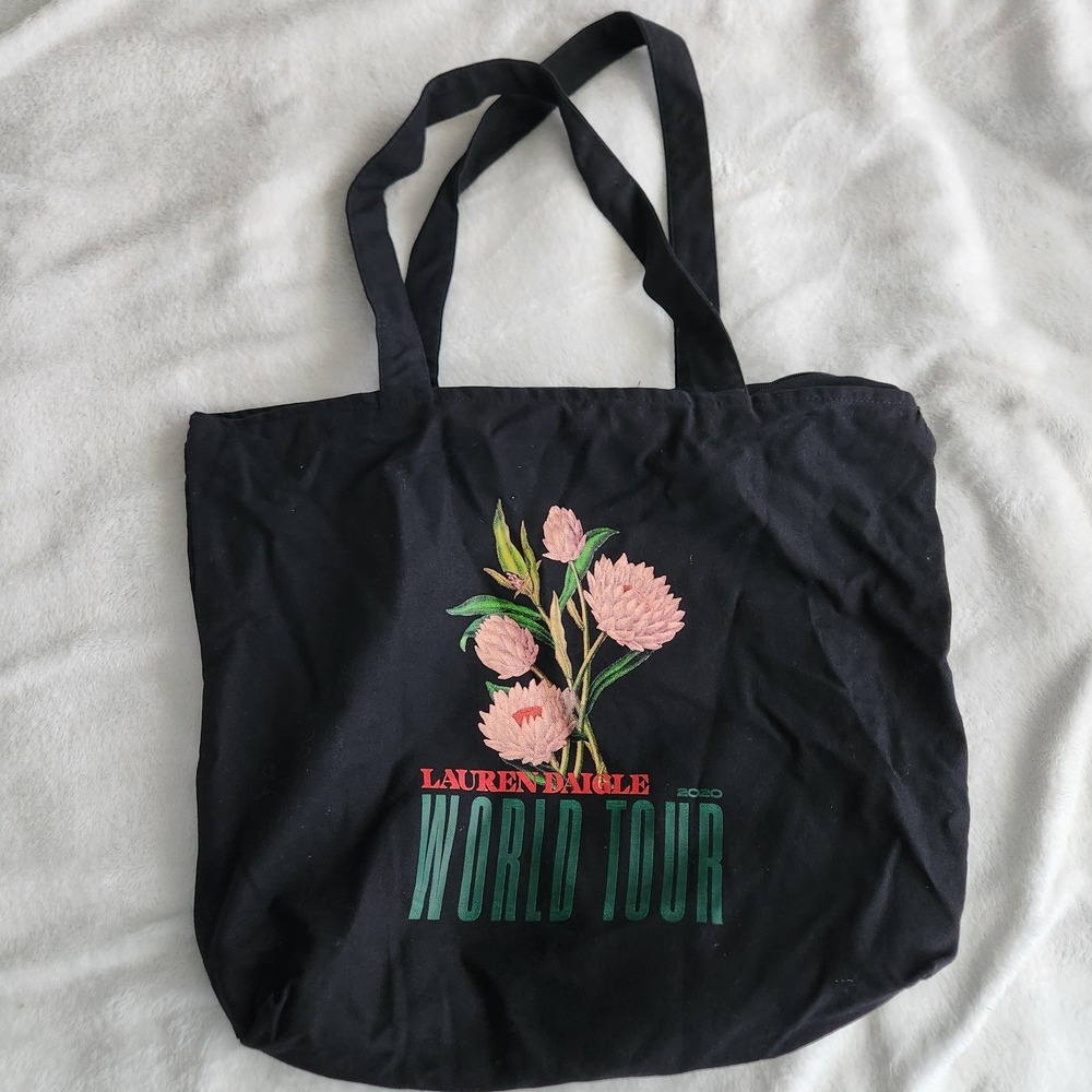 Lauren Daigle 2020 World Tour Flower Black Zip Tote Merch Bag